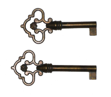 Klíče ze slitiny ZAMAK - duté a patinované - 71 mm / 80 mm
