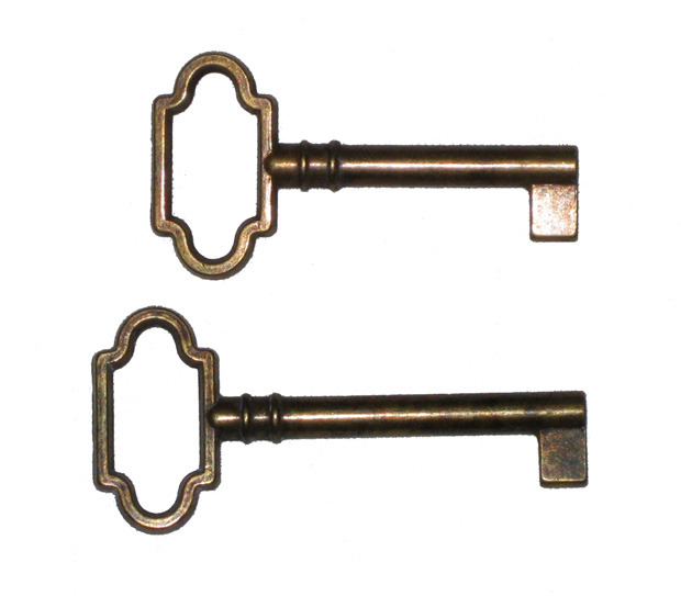 Klíče ze slitiny ZAMAK - duté a patinované - 58 mm / 67 mm