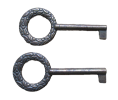 Klíče ze slitiny ZAMAK - duté a patinované - 76 mm / 80 mm